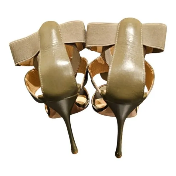 SERGIO ROSSI Olive/Tortoise Sandals Heels - Size 37/7