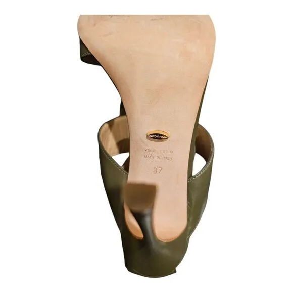 SERGIO ROSSI Olive/Tortoise Sandals Heels - Size 37/7
