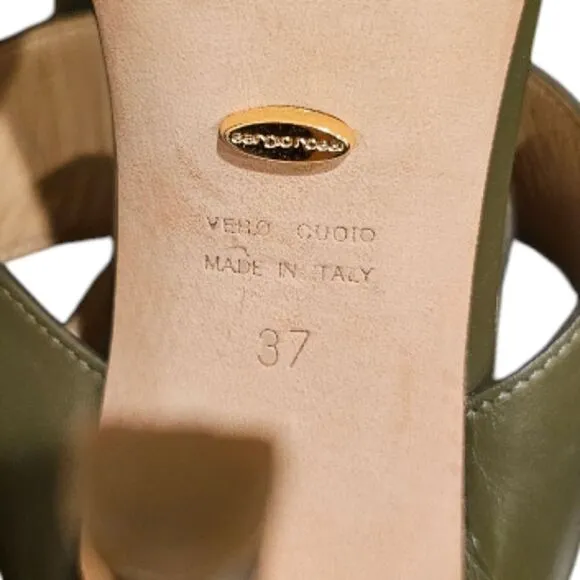 SERGIO ROSSI Olive/Tortoise Sandals Heels - Size 37/7