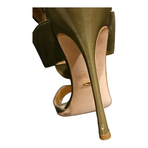 SERGIO ROSSI Olive/Tortoise Sandals Heels - Size 37/7