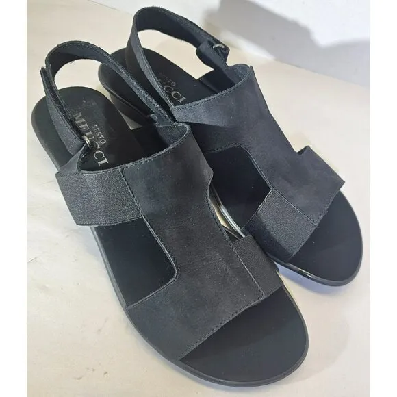 SESTO MEUCCI Women's &quot;Eudore&quot; Black Nabuk Leather Slingback Sandal Size 12M