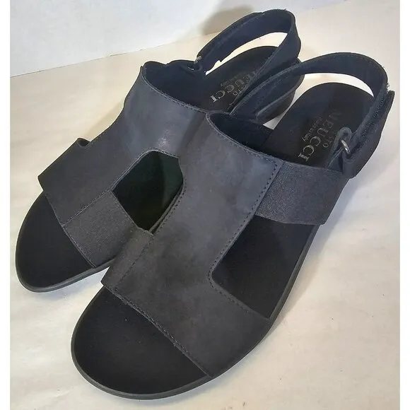SESTO MEUCCI Women's &quot;Eudore&quot; Black Nabuk Leather Slingback Sandal Size 12M
