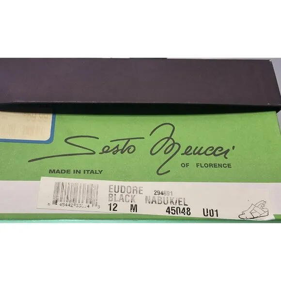 SESTO MEUCCI Women's &quot;Eudore&quot; Black Nabuk Leather Slingback Sandal Size 12M