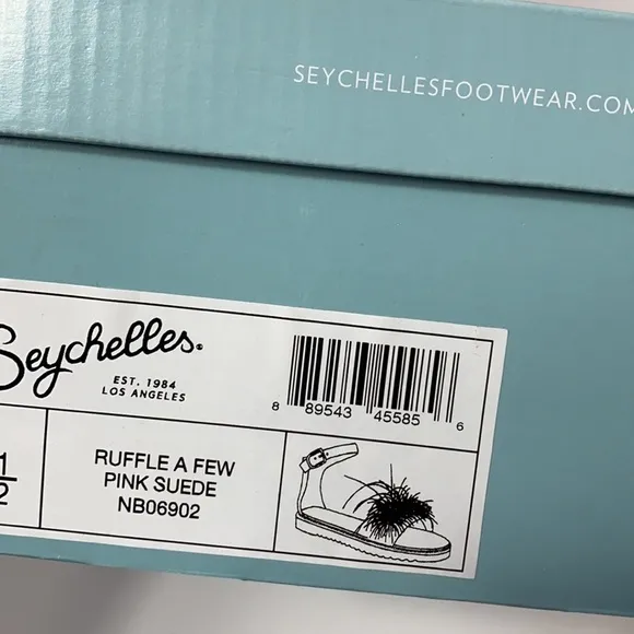 Seychelles Ruffle A Few pink suede feather sandals
