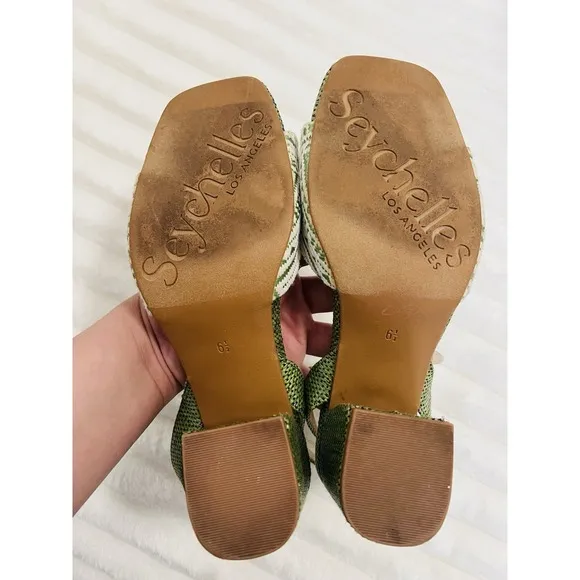 Seychelles Womens Simple Pleasures Green Bohemian Boho Hippie Heeled Sandal 6.5