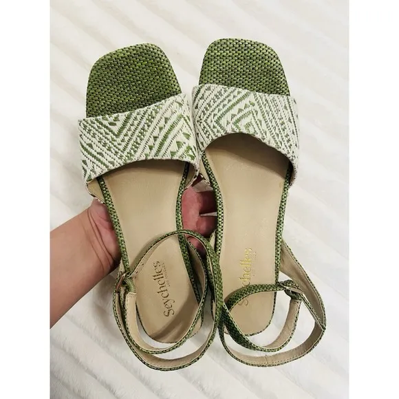 Seychelles Womens Simple Pleasures Green Bohemian Boho Hippie Heeled Sandal 6.5