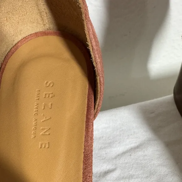 Sezane Lorenzo Pink Suede Fringe Ankle Tie Open Toe Heel Sandals Size 38 (US 7)