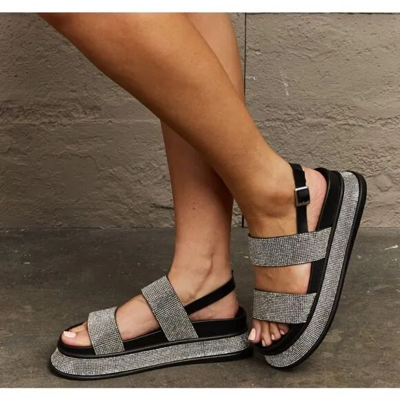 Shine On Platform Rhinestone Slingback Sandal