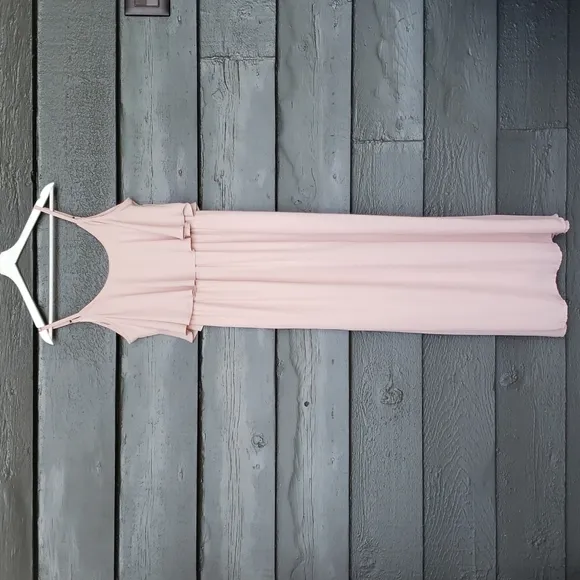 SHOW ME YOUR MUMU Caitlin Ruffle Maxi Dress sz M Women's Pink Bridesmaid Gown