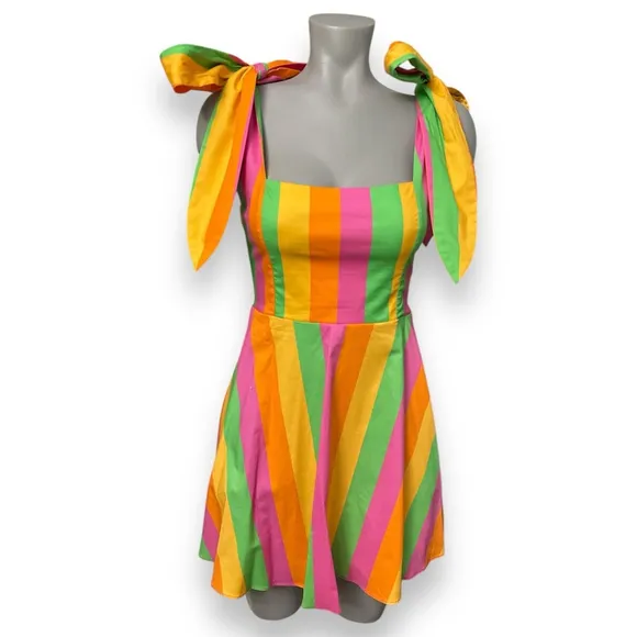 Show Me Your Mumu Fling Dress with Pockets! Size S, Pink &amp; Orange &amp; Green