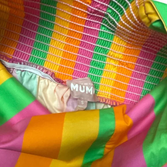 Show Me Your Mumu Fling Dress with Pockets! Size S, Pink &amp; Orange &amp; Green