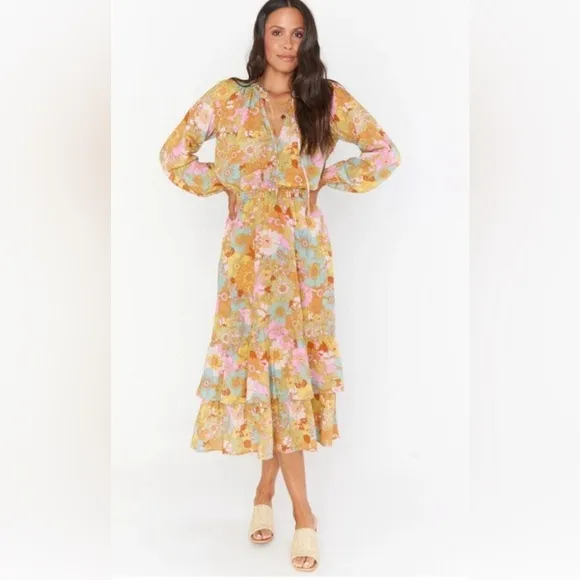 Show Me Your Mumu 'Cait' Midi Dress - Groovy Blooms Sz