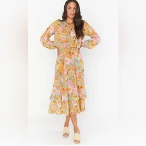 Show Me Your Mumu 'Cait' Midi Dress - Groovy Blooms Sz