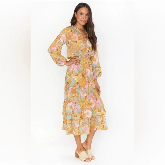 Show Me Your Mumu 'Cait' Midi Dress - Groovy Blooms Sz