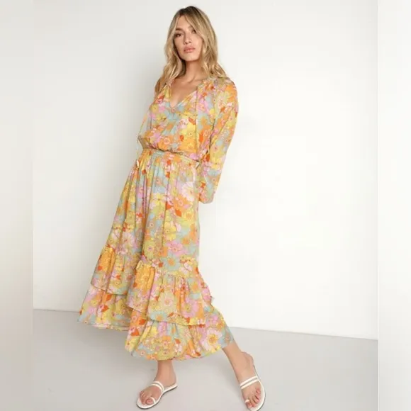 Show Me Your Mumu 'Cait' Midi Dress - Groovy Blooms Sz