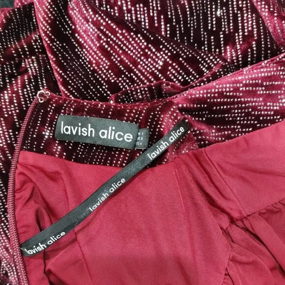 💥SHOWSTOPPER!💥Lavish Alice Burgundy Diamante Velvet Wrap Draped Mini Dress
