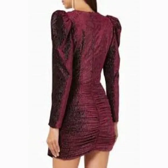 💥SHOWSTOPPER!💥Lavish Alice Burgundy Diamante Velvet Wrap Draped Mini Dress