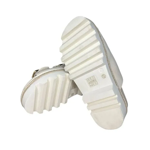 ShuShop Women’s 7.5 XLYA Platform Sandals Beige Slip On Buckle NEW