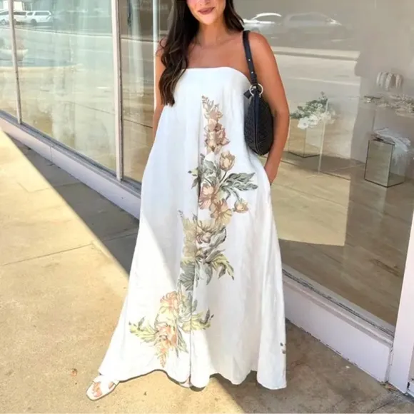 Significant Other Parisa Strapless Linen Maxi Dress Size 8