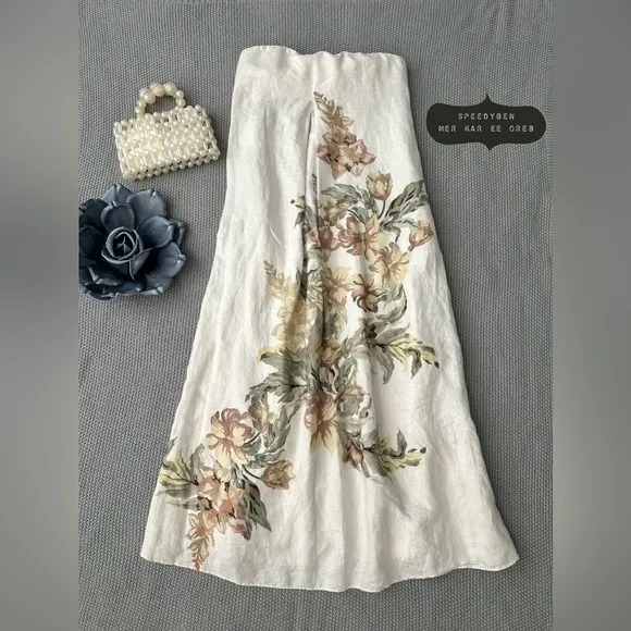 Significant Other Parisa Strapless Linen Maxi Dress Size 8