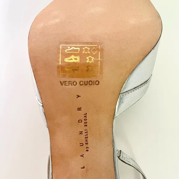 Silver sandals with rhinestones