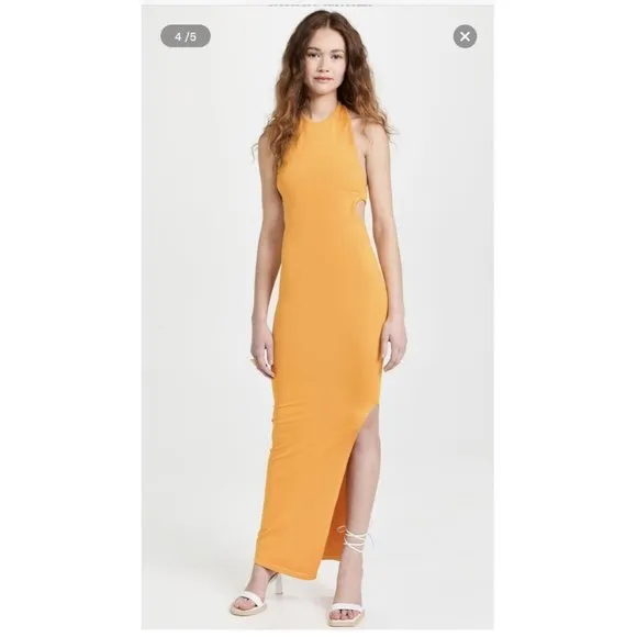 Simon Miller Blim Dress Sunset Orange Side Slit Bodycon