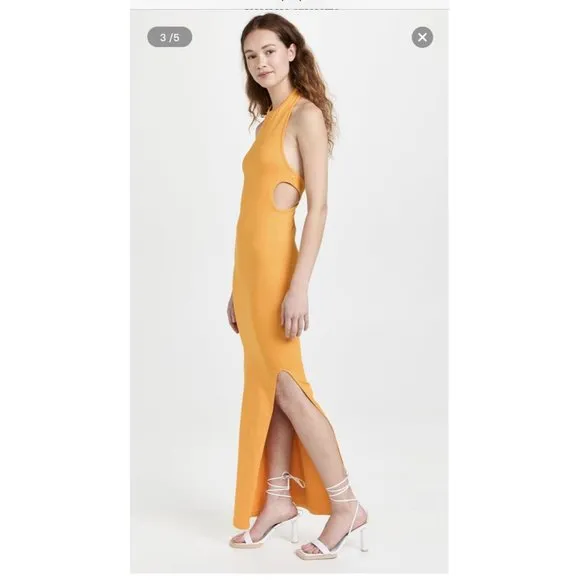 Simon Miller Blim Dress Sunset Orange Side Slit Bodycon