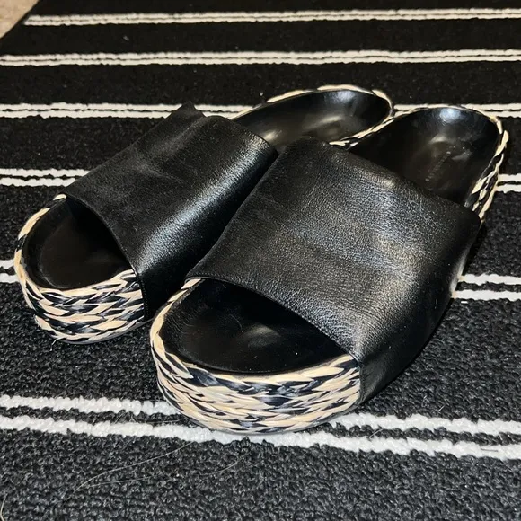 Simon Miller Mud Black and Cream Espadrille Platform Sandals