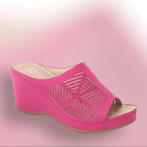 Size 6 Italina Magenta Pink Comfortable Wedge Sandal