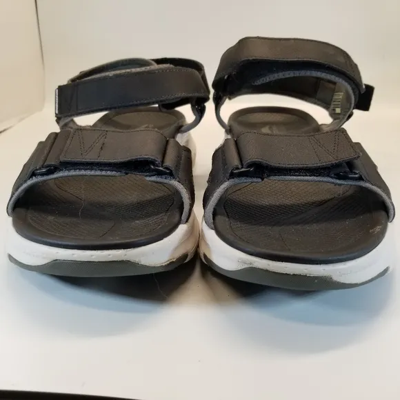 Skechers Impactor Mens Size 13 Arch Fit Sandals Black White V Hook Loop Closure