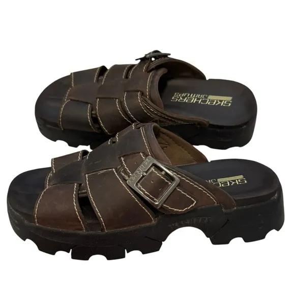Skechers Jamups women’s Y2K brown chunky platform sandals Size 8