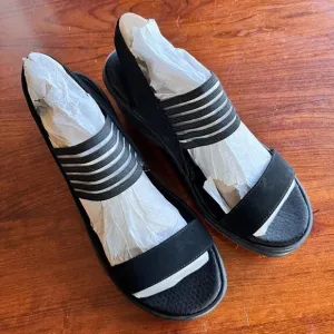Skechers Rumblers Sci Fi Black Wedge Slingback Sandals - Size 11-NEW w/out Tags