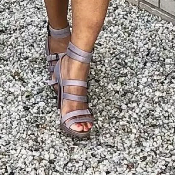 Slate Buckle High-Heel Sandals