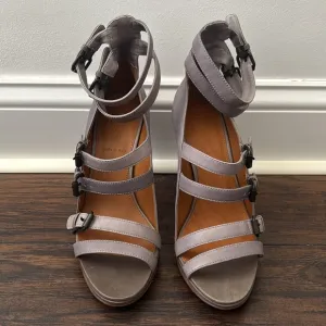 Slate Buckle High-Heel Sandals