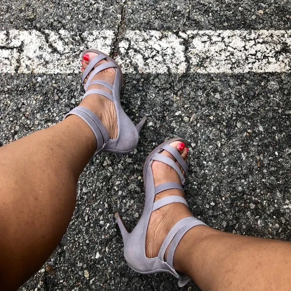 Slate Buckle High-Heel Sandals