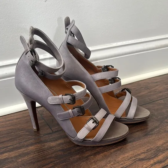 Slate Buckle High-Heel Sandals