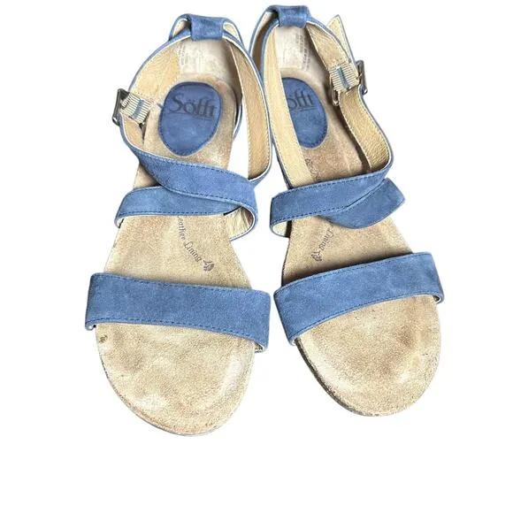 Sofft wedge blue denim color Sandals size 7 suede