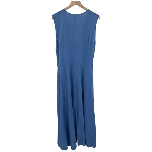 Soft Surroundings Santa Fe Cotton Gauze Midi Wrap Dress - Blue - Size 20 / 3X