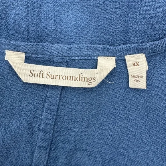 Soft Surroundings Santa Fe Cotton Gauze Midi Wrap Dress - Blue - Size 20 / 3X