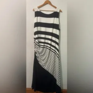 Soft Surroundings vela infinity Blue White striped Maxi Dress 3x NEW WITH TAGS