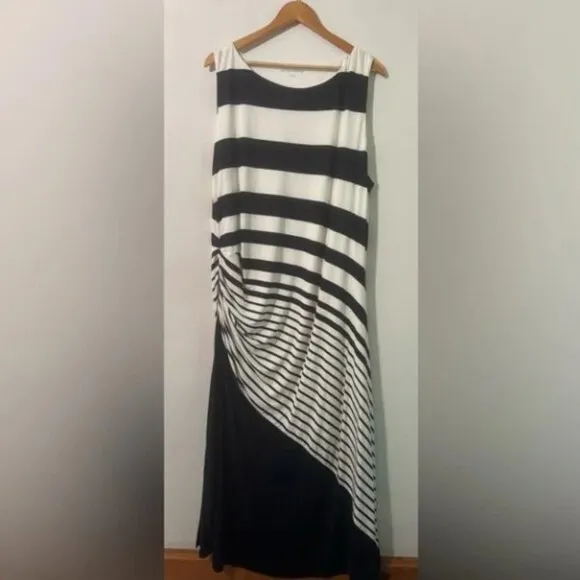 Soft Surroundings vela infinity Blue White striped Maxi Dress 3x NEW WITH TAGS