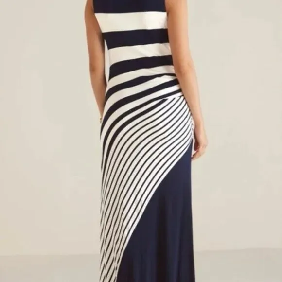 Soft Surroundings vela infinity Blue White striped Maxi Dress 3x NEW WITH TAGS