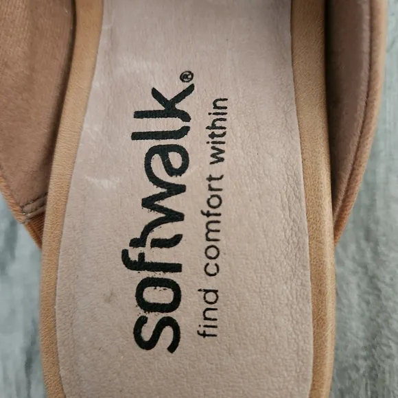 SOFTWALK PARKER Mule Heels Sandals Camel Tan Congac Open Toe Slip On Comfort 8N