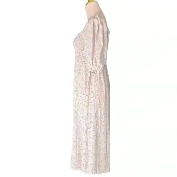 Sokee Collective Side Shoulder Pouf Dress. Lavender/Yellow Floral. Sz Small. NWT