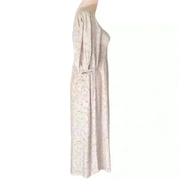 Sokee Collective Side Shoulder Pouf Dress. Lavender/Yellow Floral. Sz Small. NWT