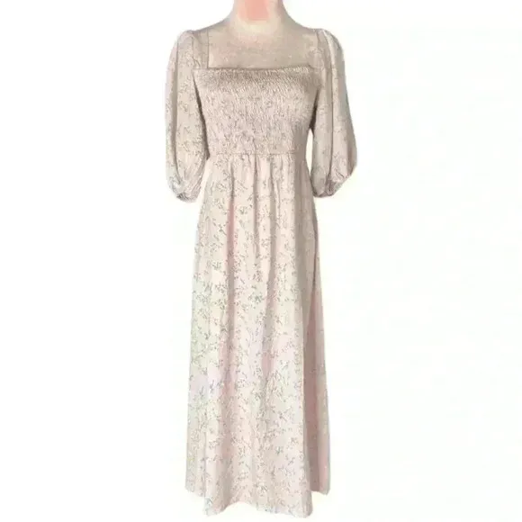 Sokee Collective Side Shoulder Pouf Dress. Lavender/Yellow Floral. Sz Small. NWT