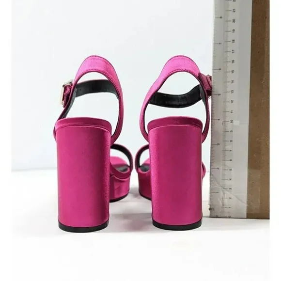 Sol Sana Women's Cathy Pink Satin Platform Sandals Size 38 EU (MSRP $165)