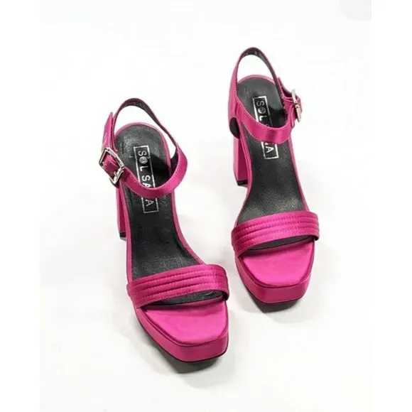 Sol Sana Women's Cathy Pink Satin Platform Sandals Size 38 EU (MSRP $165)