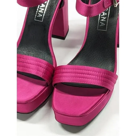 Sol Sana Women's Cathy Pink Satin Platform Sandals Size 38 EU (MSRP $165)