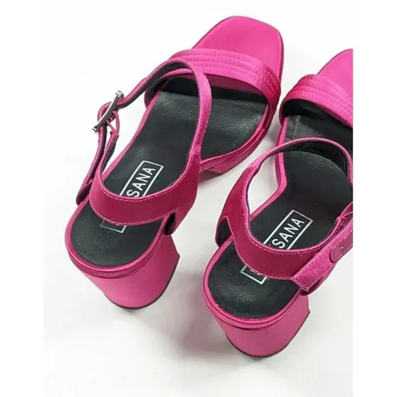 Sol Sana Women's Cathy Pink Satin Platform Sandals Size 38 EU (MSRP $165)